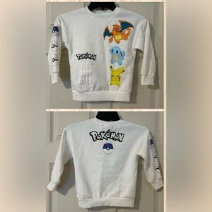 Pokémon Nintendo Kids White Sweatshirt with Pikachu & Squirtle 4 5 yrs old